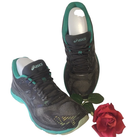Asics Nimbus lite Colors Womans shoe Sneaker gray black teal reflective Sz 9 - Picture 2 of 14